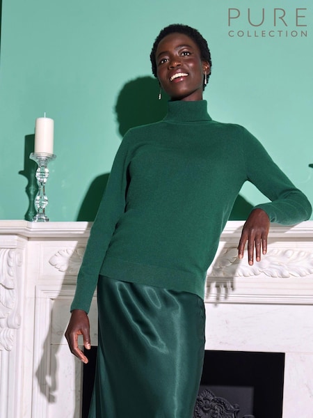 Pure Collection Green Pure Cashmere Roll Neck Jumper (AN9396) | €89