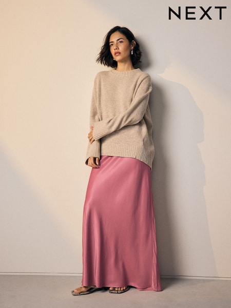 Pink Satin Midi Skirt (AN9407) | €36