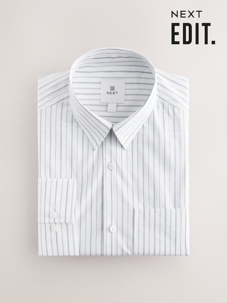 White Mono 100% Cotton Relaxed Fit Long Sleeve Shirt (AN9483) | €44