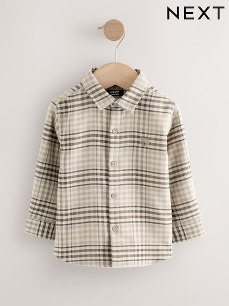 Neutral/Tan Long Sleeve Check Character Shirt (3mths-7yrs) (AN9485) | 59 QAR - 69 QAR