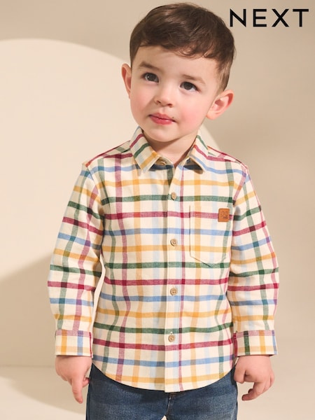 Ecru Bright Gingham Check Long Sleeve Check Character Shirt (3mths-7yrs) (AN9490) | AED61 - AED71