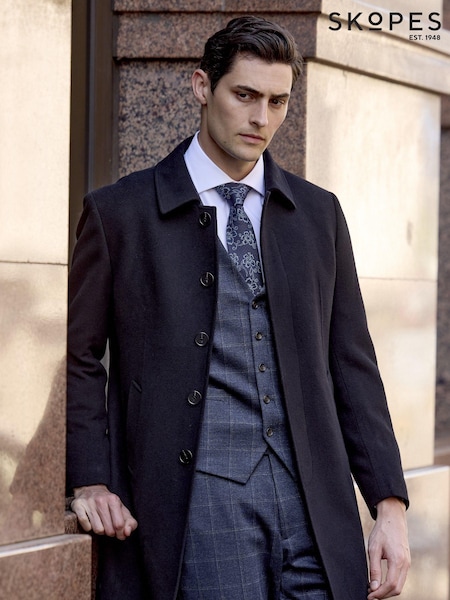 Черный - Skopes Tailored Fit Aldgate Overcoat (AN9495) | €264