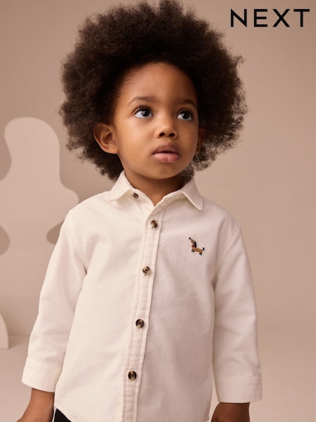 Ecru Long Sleeve Corduroy Character Shirt (3mths-7yrs) (AN9532) | 69 QAR - 79 QAR