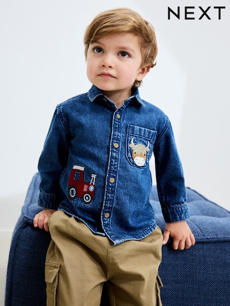 Blue Long Sleeve Denim Character Shirt (3mths-7yrs) (AN9533) | €17.50 - €20