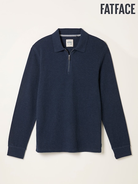 FatFace Shawford Navy Shawford Zip Neck Polo (AN9548) | 223 QAR