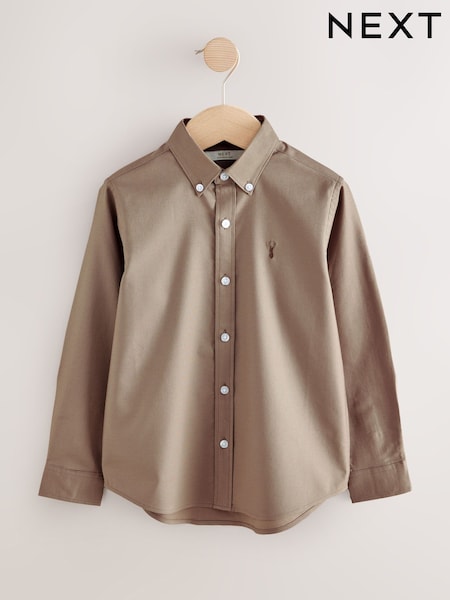 Taupe Single Oxford Shirt (3-16yrs) (AN9559) | €17 - €24