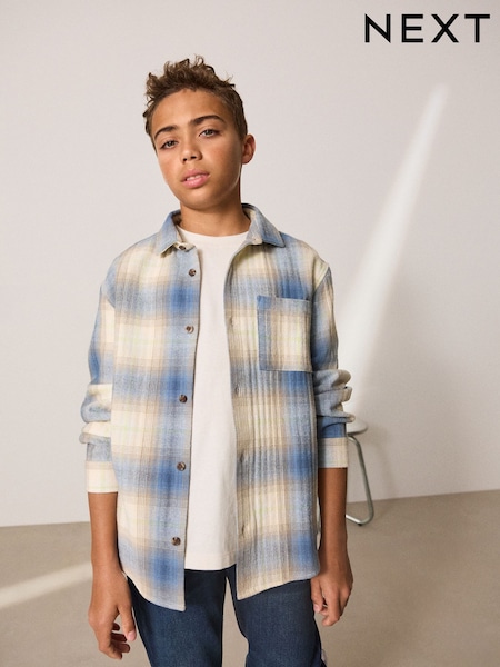 Blue Shadow Check Long Sleeve Check Shirt and T-Shirt Set 2 Piece (3-16yrs) (AN9567) | 104 QAR - 129 QAR
