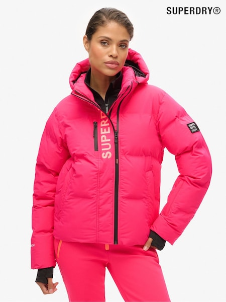 Superdry Pink Hooded Ski Boxy Puffer Jacket (AN9598) | $343