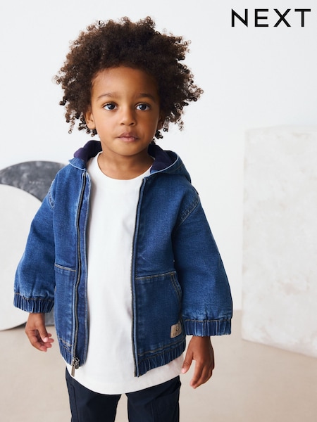 Blue Denim Borg Lined Hooded Zip Through Denim Shacket (3mths-7yrs) (AN9634) | €33 - €39