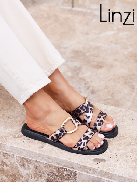 Linzi Animal Cassandra Double Strap Sandals With Buckle Detail (AN9672) | €43