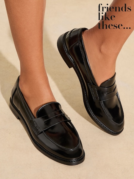 Friends Like These Faux Leather Patent Comfort Flat Slip On Loafers (AN9674) | €52