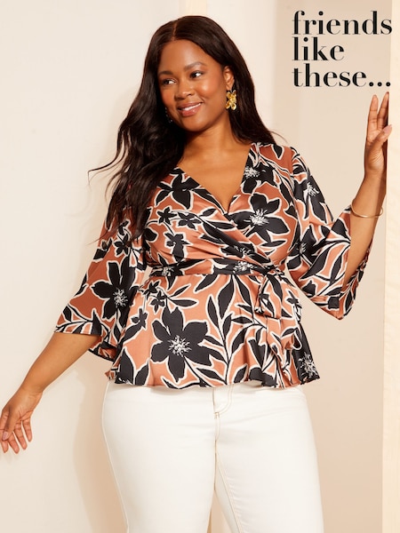 Friends Like These Black Kimono Wrap Blouse (AN9774) | $27