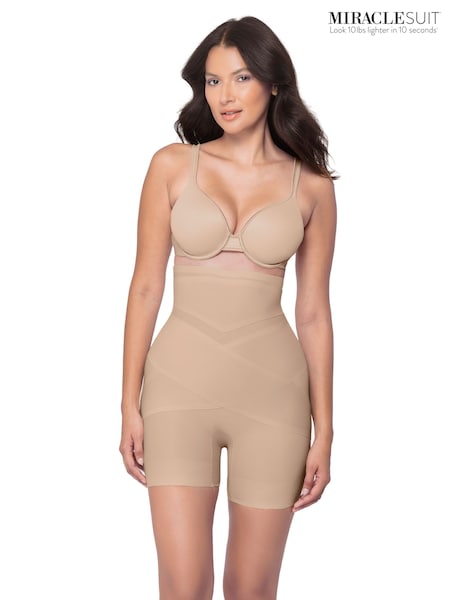 Nude - Miraclesuit Flex Ability High Waist Mid Thigh Shaping Shorts