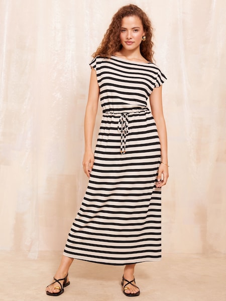 Friends Like These Black Jersey Stripe Slash Neck Midi Dress (AN9873) | 2,163 UAH
