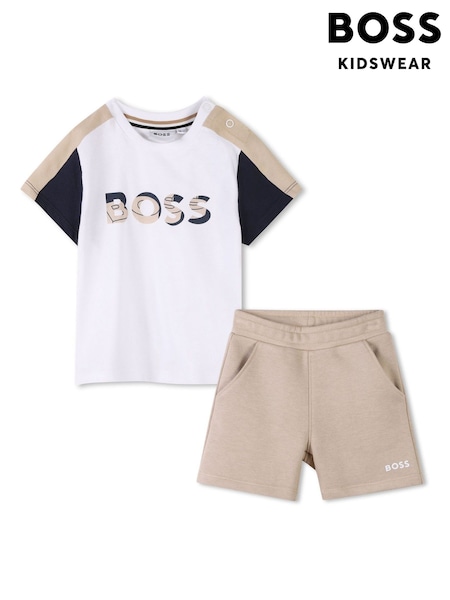 BOSS Natural Baby Logo Short Sleeve Top And Short Set (AN9895) | €152