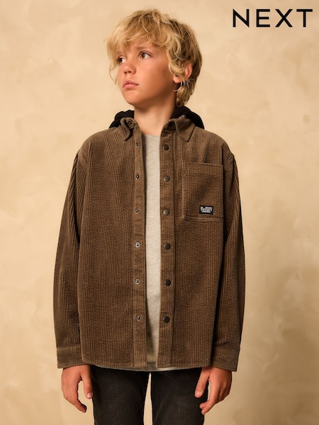 Khaki Green Corduroy Hooded Overshirt (3-16yrs) (AN9932) | 119 QAR - 144 QAR