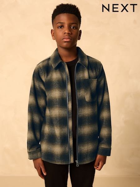 Neutral Check Zip Through Overshirt (3-16yrs) (AN9938) | AED112 - AED137