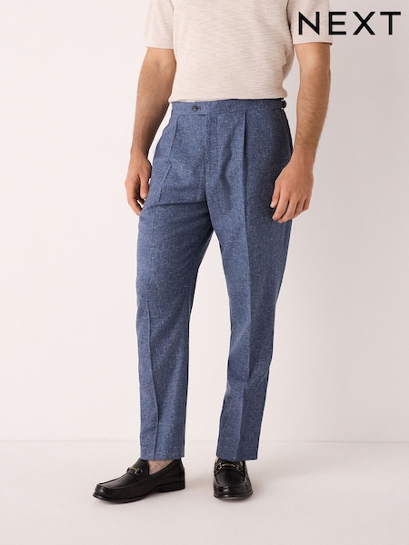 Blue Slim Fit Linen Blend Suit Trousers (AN9955) | 2,191 UAH