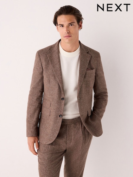 Tijolo - Slim Fit Linen Blend Suit Jacket (AN9960) | R$ 1.055