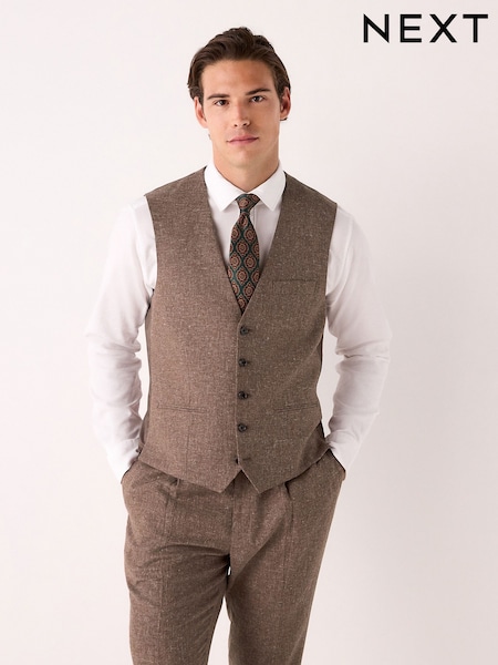 Brick Linen Blend Suit Waistcoat (AN9962) | €63