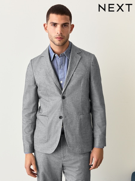 Grey Slim Fit Herringbone Texture Suit Jacket (AN9967) | €132