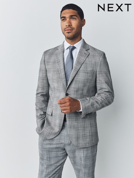 Grey Check Muscle Fit Motionflex Stretch Suit Jacket (AN9976) | €111