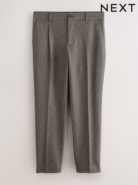 Brown Slim Fit Smart Elasticated Back Textured Trousers with Stretch (AN9996) | €40