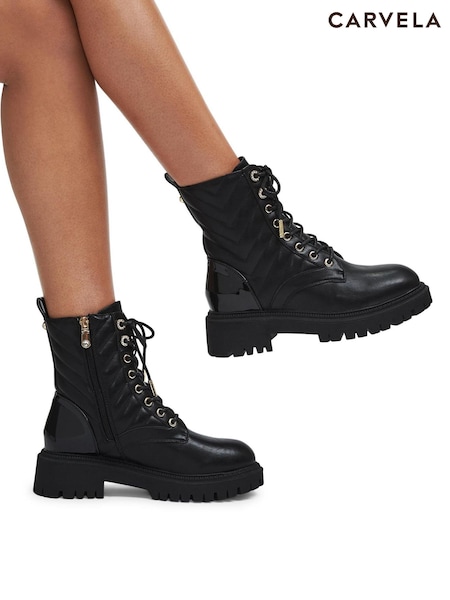 Carvela Ace Lace Up Black Boots (AP0165) | €170