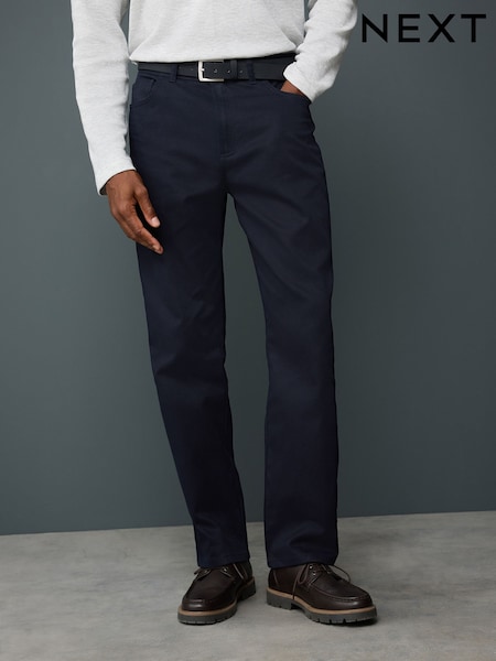 Mornarsko modra - Raven kroj - Smart Brushed Cotton TENCEL™ Lyocell Blend Chinos With Belt (AP0186) | € 43