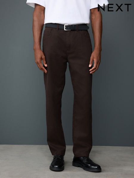 rjava - Raven kroj - Smart Brushed Cotton TENCEL™ Lyocell Blend Chinos With Belt (AP0197) | € 43
