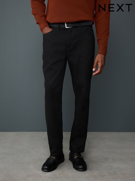 Charcoal Grey Straight Fit Smart Brushed Cotton TENCEL™ Lyocell Blend Chinos With Belt (AP0202) | €53