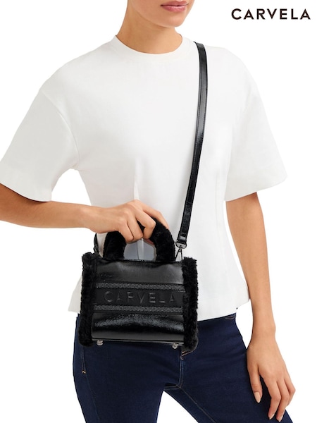 Carvela Frame Micro Faux Fur Black Bag (AP0231) | €99