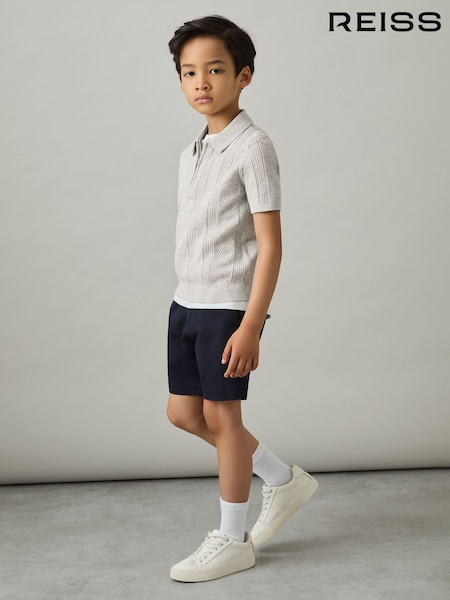 Sivi melanž - Reiss Texas Textured-Knit Half-Zip Polo Shirt (AP0249) | € 50