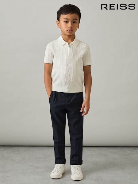 Blanco óptico - Reiss Texas Textured-Knit Half-Zip Polo Shirt (AP0266) | 60 €