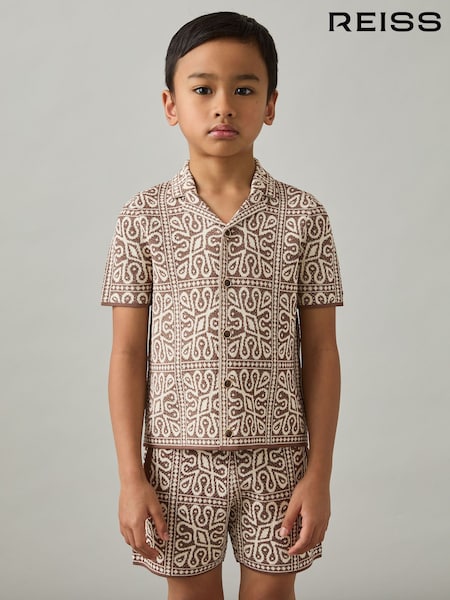 Ruskea/Off White - Reiss River Tile Pattern Knit Paidat (AP0282) | €66