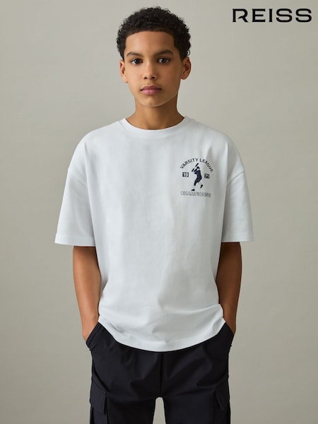 Reiss Off White Zito 3-9 yrs Cotton Varsity-League T-Shirt (AP0307) | ₪131