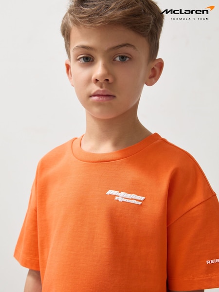 Papaya - Tricou cu logo supradimensionat Reiss Nakata McLaren F1 Team Unisex Fit (AP0317) | 264 LEI