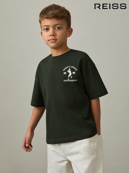 Reiss Forest Green Zito 3-9 yrs Cotton Varsity-League T-Shirt (AP0332) | €27