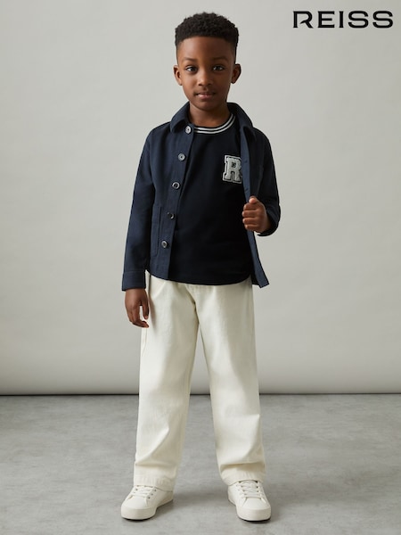 Azul marino - Reiss Palmers Cotton Letter-Patch T-Shirt (AP0333) | 20 €