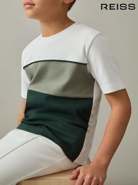 Reiss Sage Multi Cole 9-13 yrs Cotton Colour-Block Piped T-Shirt (AP0334) | €30