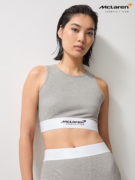 Reiss Grey Melange Cloud McLaren F1 Team Ribbed Cropped Vest (AP0337) | €70