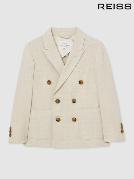 Reiss Stone Belmont 13-14 yrs Double-Breasted Textured Blazer With Wool (AP0339) | €170