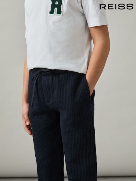 Reiss Navy Bow 9-13 yrs Cotton-Blend Ribbed Drawstring Joggers (AP0342) | TRY 1.575