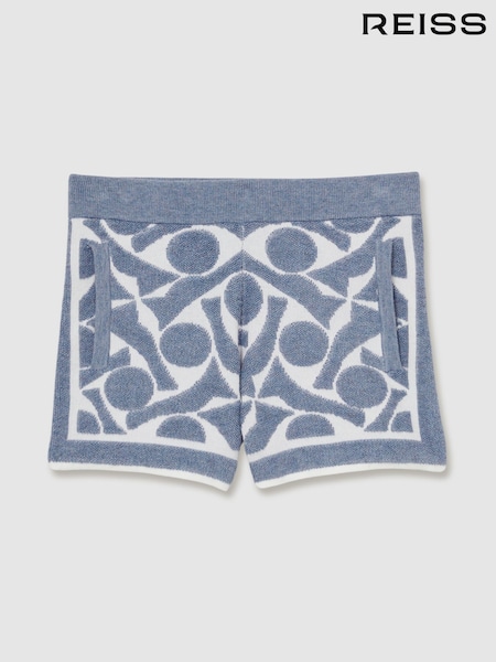 Reiss Soft Blue/White Vounder Abstract-Pattern Towelling Shorts (AP0343) | €64