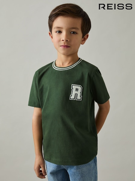 Verde - Tricou Reiss Palmers din bumbac cu aplicație de litere (AP0387) | 124 LEI