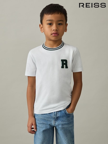 Blanco - Reiss Palmers Cotton Letter-Patch T-Shirt (AP0394) | 20 €