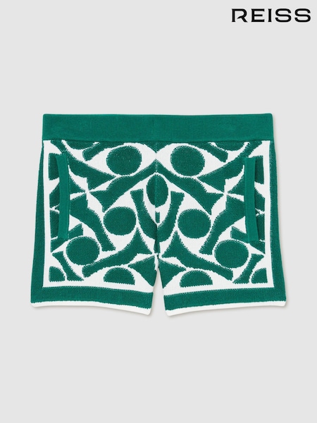 Green/White - Reiss Vounder Abstract-Pattern Towelling Shorts (AP0400) | 60 €