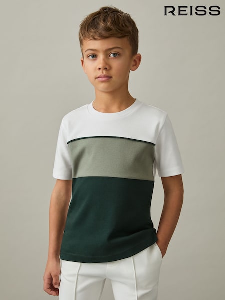 Salbei/Mehrfarbig - Reiss Cole Baumwoll-T-Shirt mit Blockfarben und Paspelierung (AP0402) | 25 €