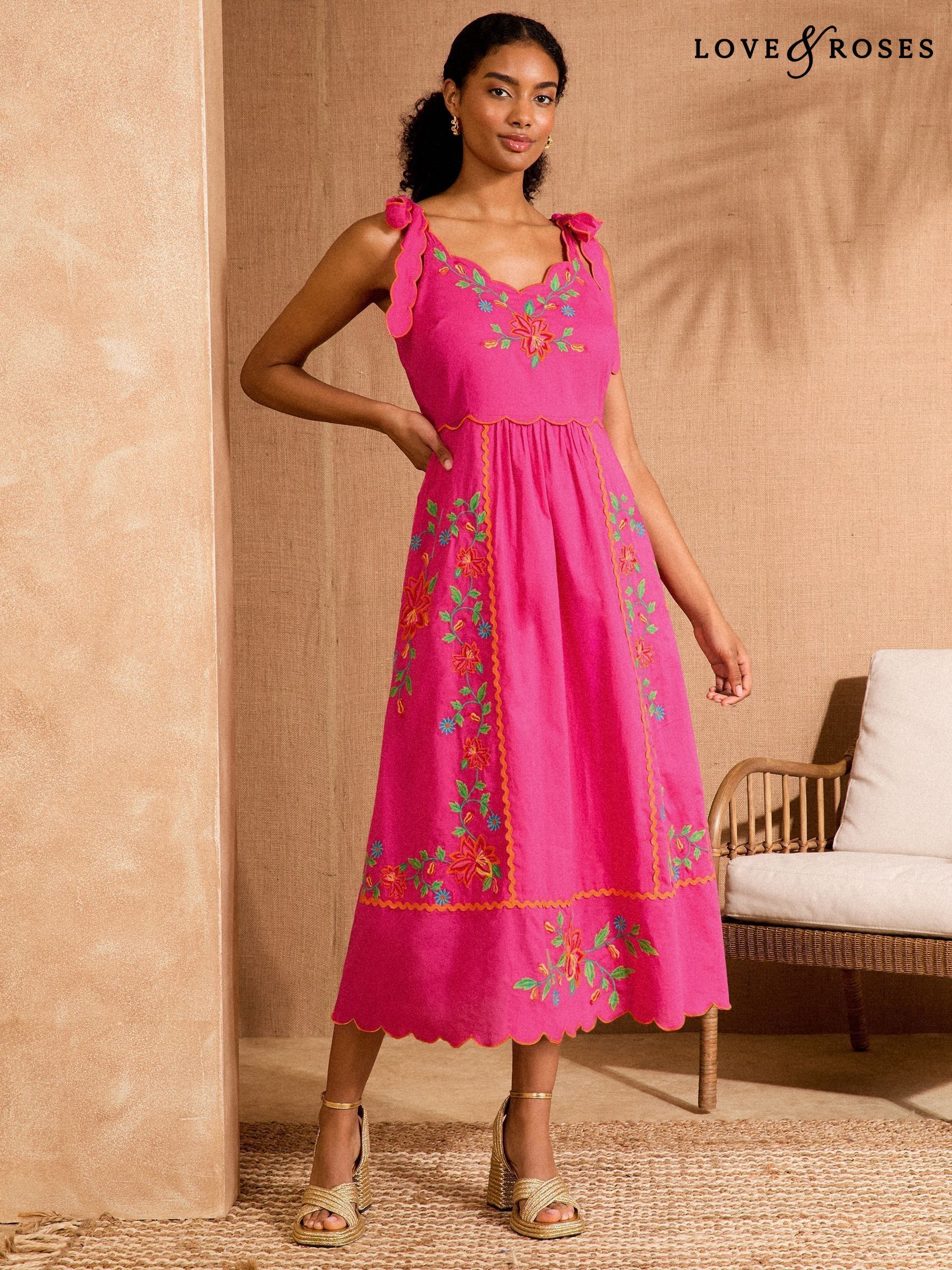 embroidered dress next LUCILLE - Embroidered open back maxi dress