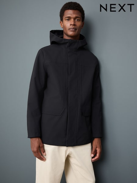 Black Waterproof Lightweight Hooded Jacket With Taped Seams (AP0469) | €119